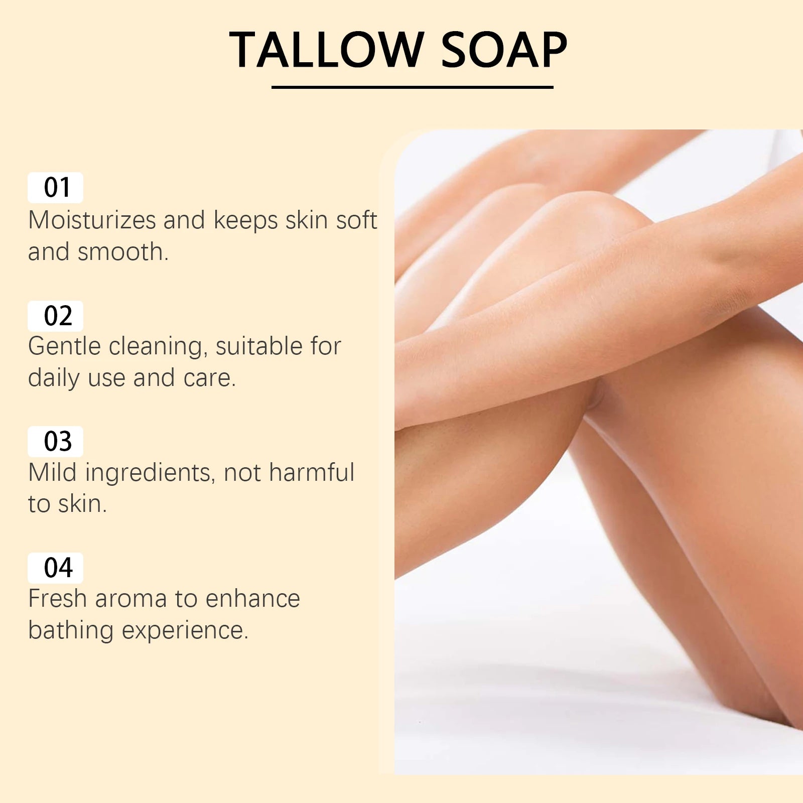 OCEAURA Tallow Soap, Beef Tallow Soap, Pure Tallow Balm Soap Bar for Sensitive Skin - Moisturizes, Soothes, and Hydrates 100g