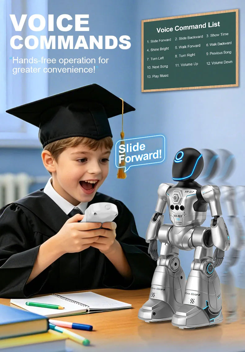 2.4G AI Smart Delivery Robot Gesture Voice Control Recording Programming LED Dancing Robot Christmas Toy Gift for Children