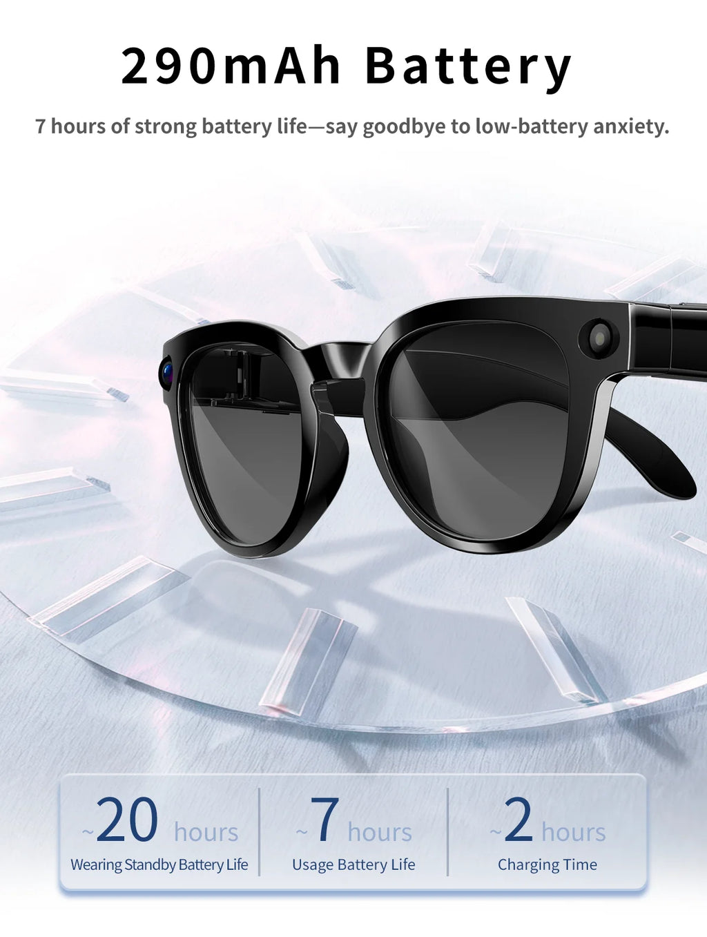 2026 AI Smart Glasses Translation Glasses 800W Pixel Camera Photo Video Recording WIFI Bluetooth 5.4 Waterproof Smart Sunglasses