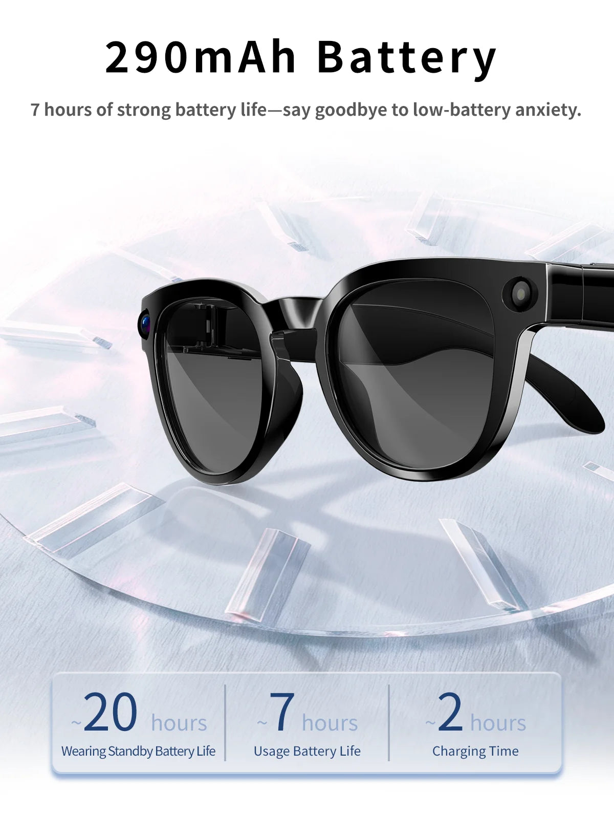 2026 AI Smart Glasses Translation Glasses 800W Pixel Camera Photo Video Recording WIFI Bluetooth 5.4 Waterproof Smart Sunglasses