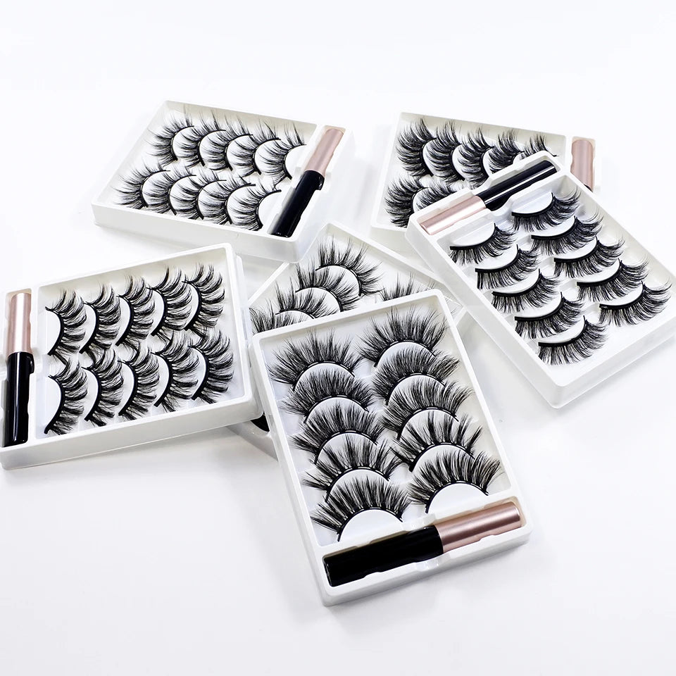 REDSIREN Natural Magnetic Lashes Makeup 1/5Pairs Reusable Magnetic  Eyelashes and Eyeliner Kit