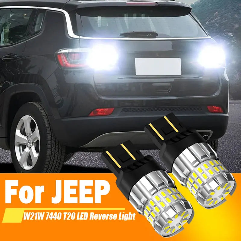 2pcs For JEEP Compass 2011 2012 2013 2014 2015 2016 2017-2019 LED Reverse Light Blub Backup Lamp W21W 7440 T20 Canbus No Error