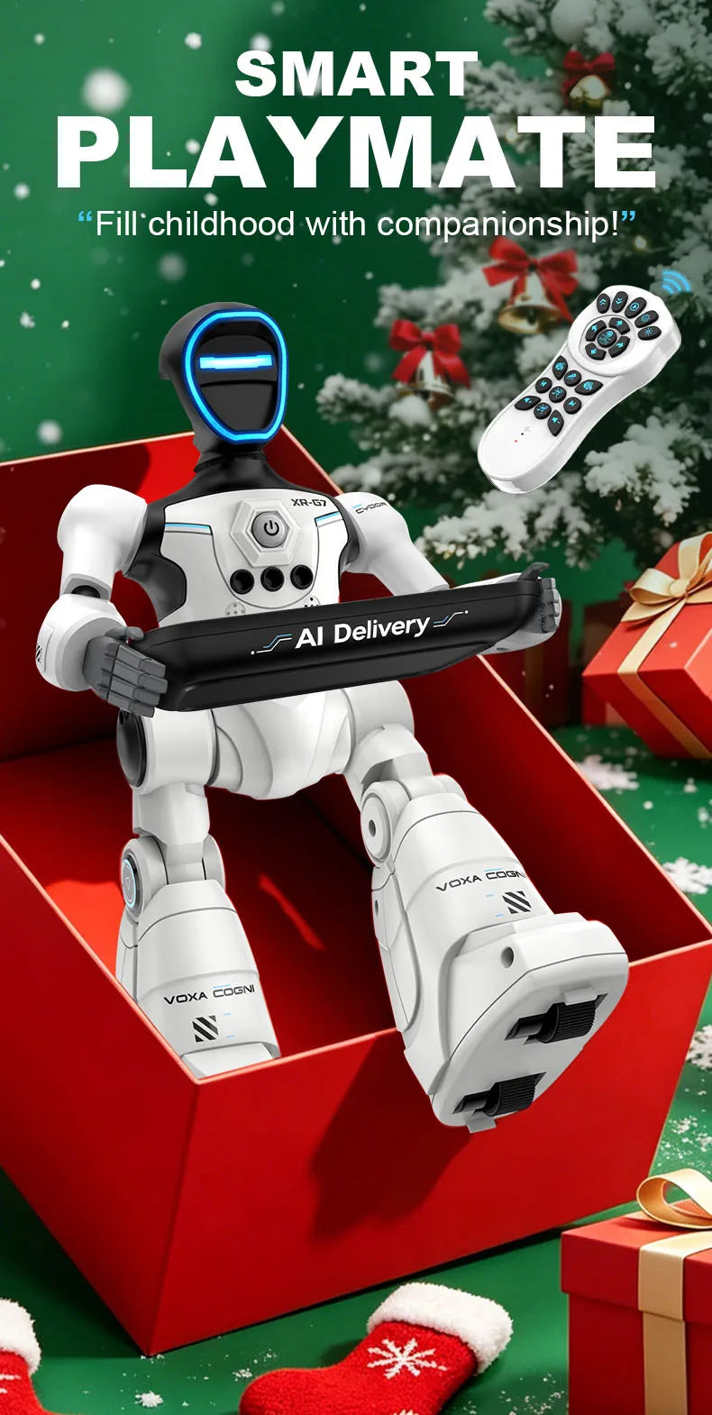 2.4G AI Smart Delivery Robot Gesture Voice Control Recording Programming LED Dancing Robot Christmas Toy Gift for Children