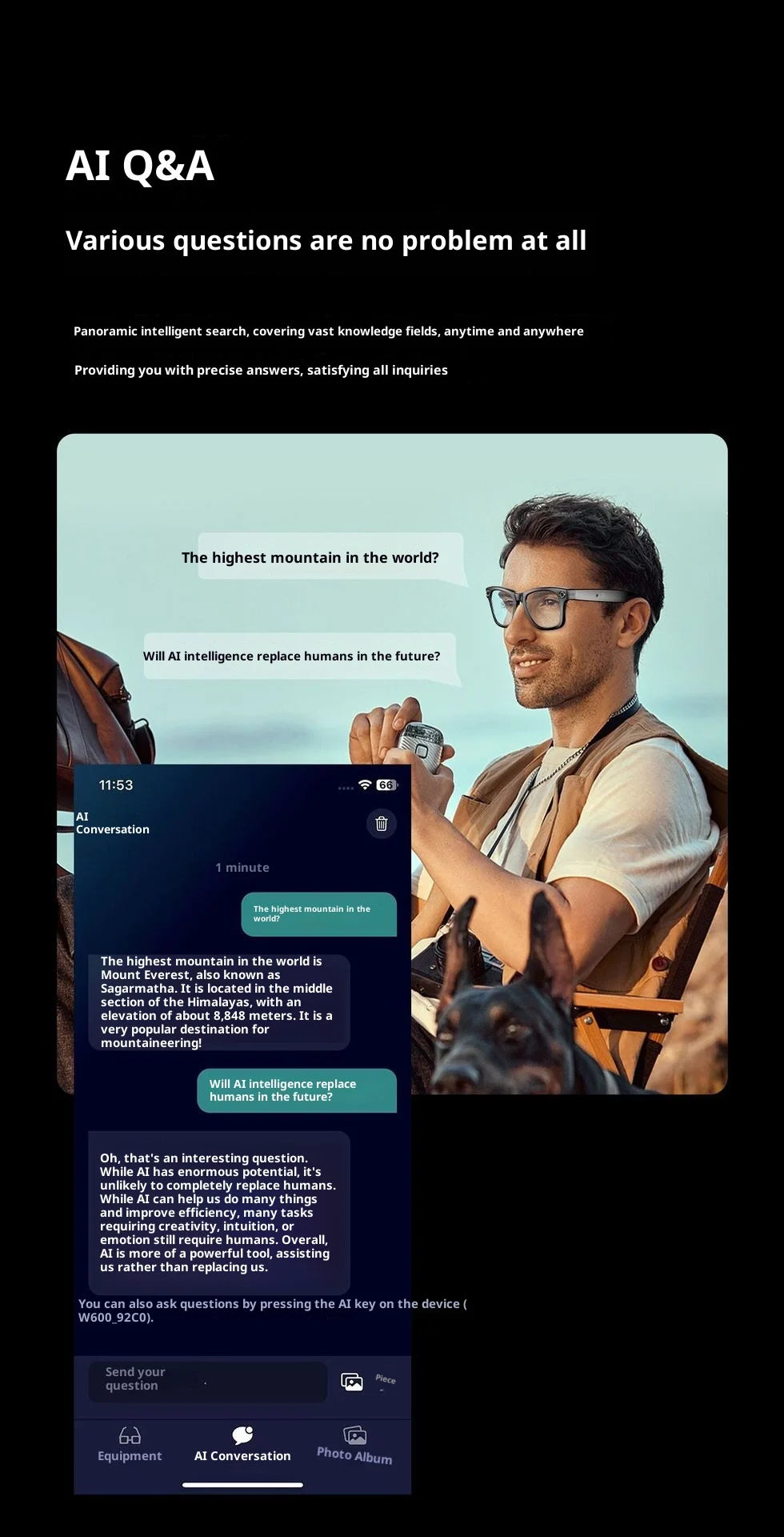 2025 AI Smart Glasses - 8MP Camera for First-Person Vlog, Voice Translation, Music & Calls, IP65 Waterproof, Ultra-Light
