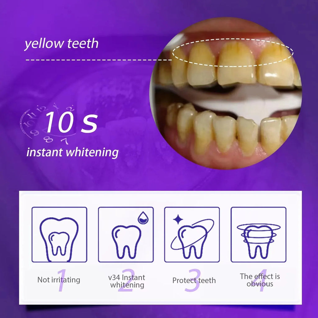 30ml V34  Purple Toothpaste Clean Oral Hygiene Fresh Breath Removes Tartar