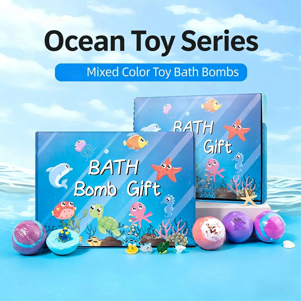 6-12PCS  Kids Bath Bombs Natural Mega Bubbles Surprise Ocean Toys Gift Set Skin Friendly Bathing Kit for Boys and Girls