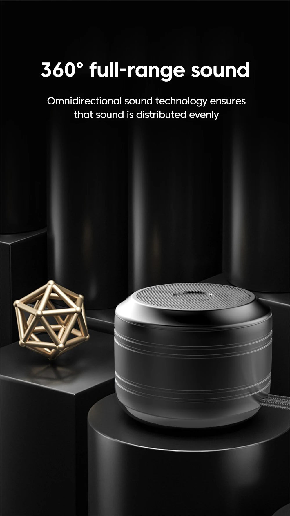 Portable wireless Bluetooth5.0 speaker - compact music audio system suitable for indoor and outdoor use