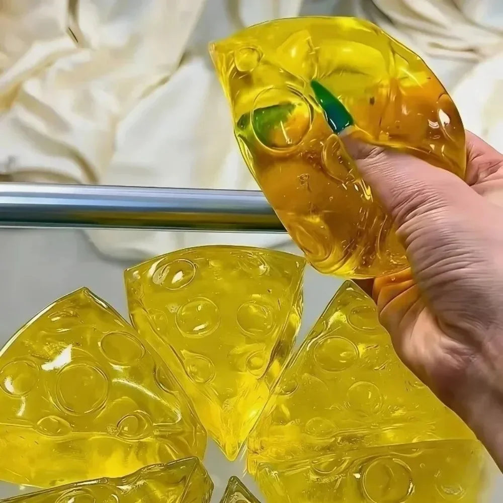 Squishy Honey Cheese Square Fidgets Toys Super Soft Mochi Cheese Squeeze Toy Funny Anti-stress Sensory Toy for Kids Adults