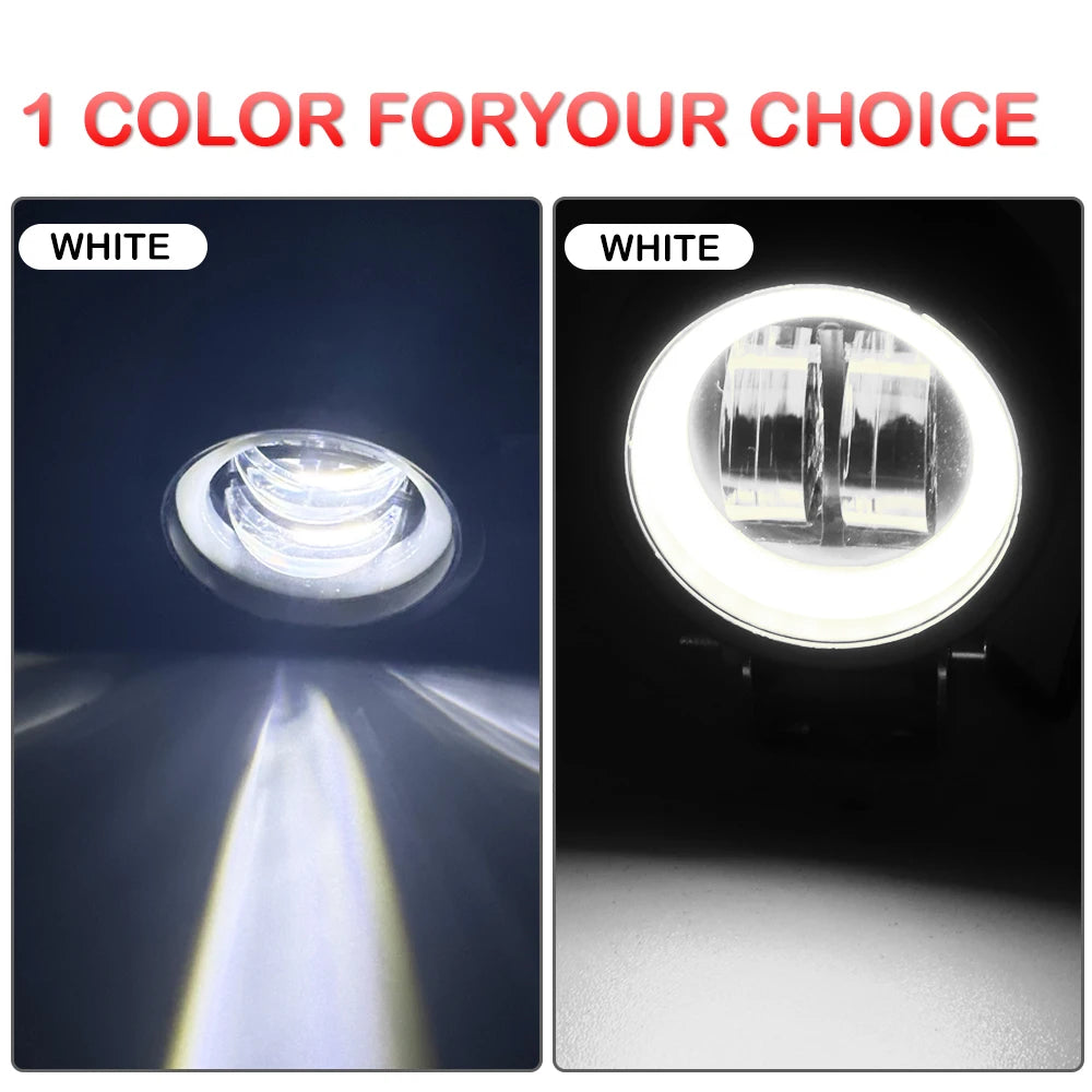 Car 3 Inch Round LED Work Light Spot Light Halo Angel Eye 12V 24V For Trucks ATV SUV Dirt Bike Motorcycles Healdight