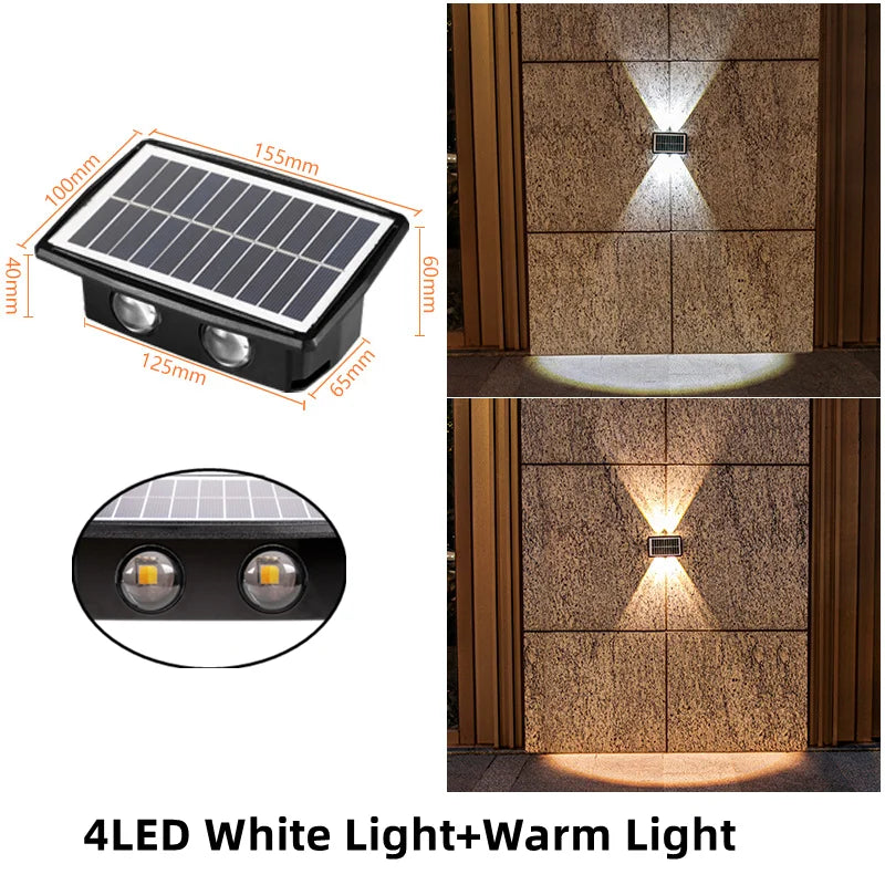 Solar Wall Lamp Led Outdoor Waterproof Decoration Garden Lamp Up And Down Luminous Lighting for Wall Porch Balcony Garden Street