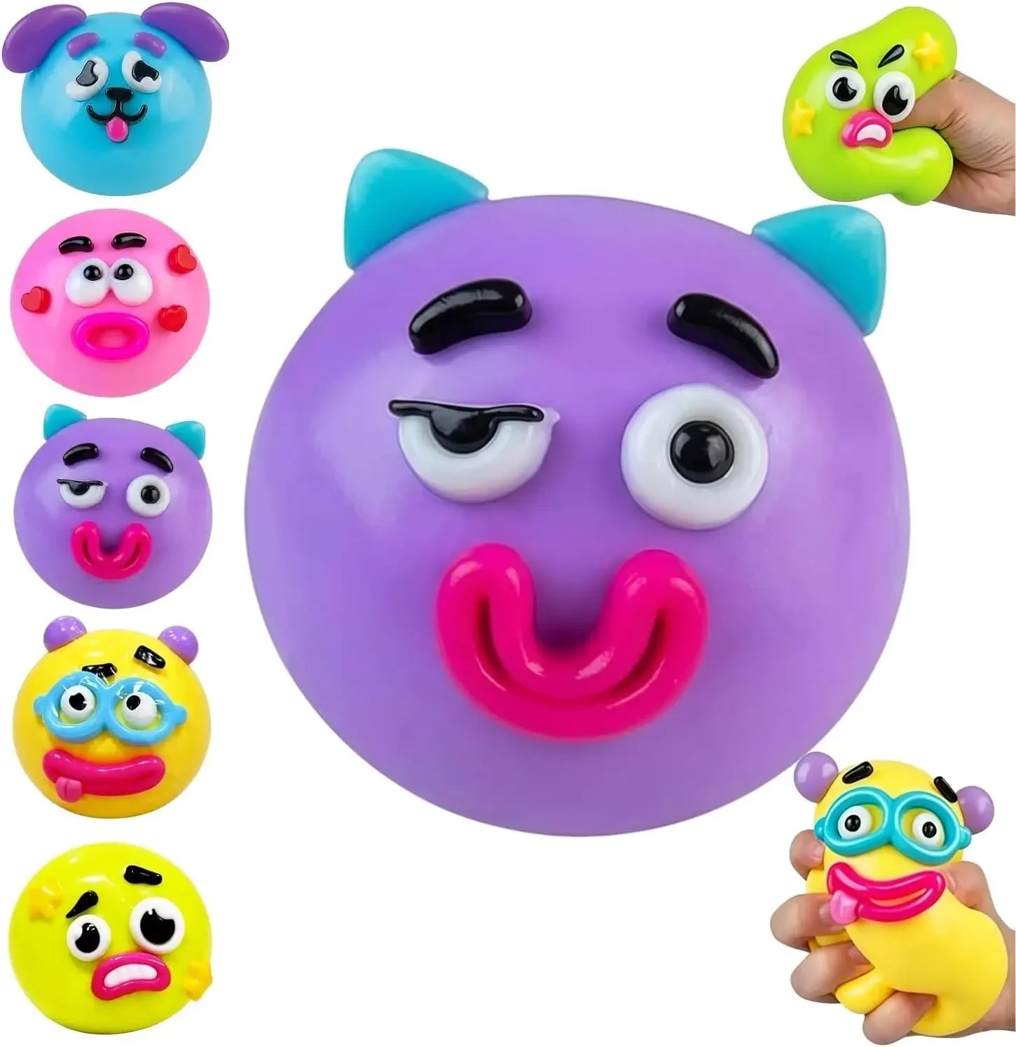 Smushers Squishy, Cute Easy Squeezy Squishy Funny Face Swap Fidget Balls for Adults Anxiety Relief, Fun Sensory Gifts