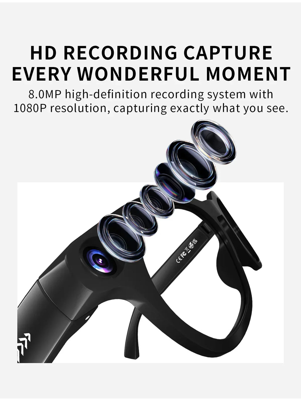 2026 New AI Smart Glasses 800W HD Supports Live Broadcast Shooting and Recording Audio and Video Call Translation Smart Glasses