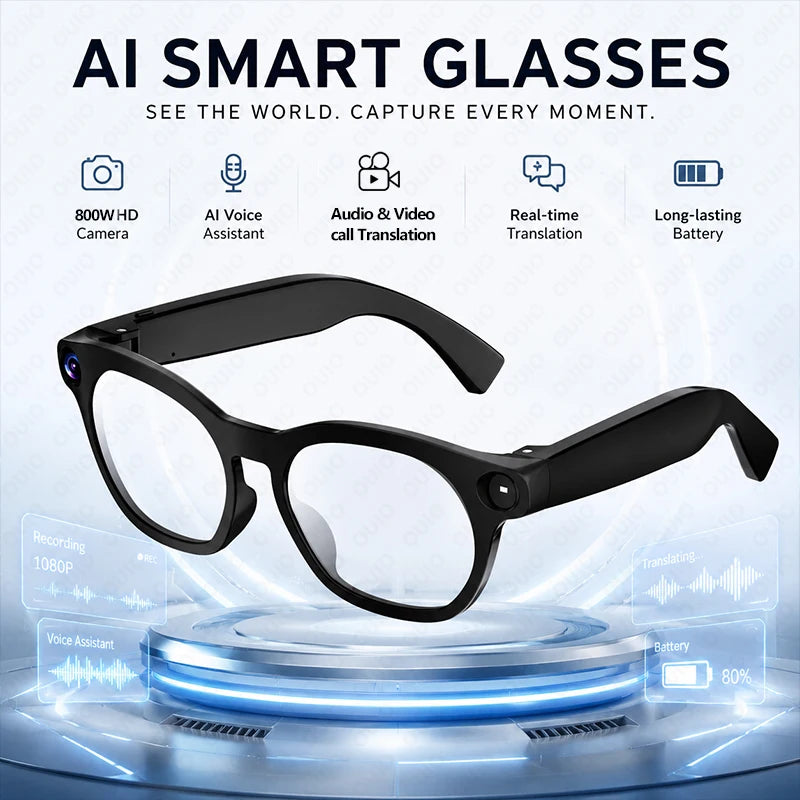 2026 New AI Smart Glasses 800W HD Supports Live Broadcast Shooting and Recording Audio and Video Call Translation Smart Glasses
