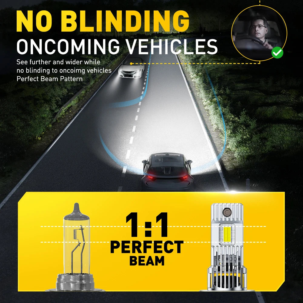 AUXITO 2Pcs Turbo H7 Canbus LED High Power Healight Bulb 70W H7 LED Error Free Super Bright 30000LM Automobile Driving Lamp 12V