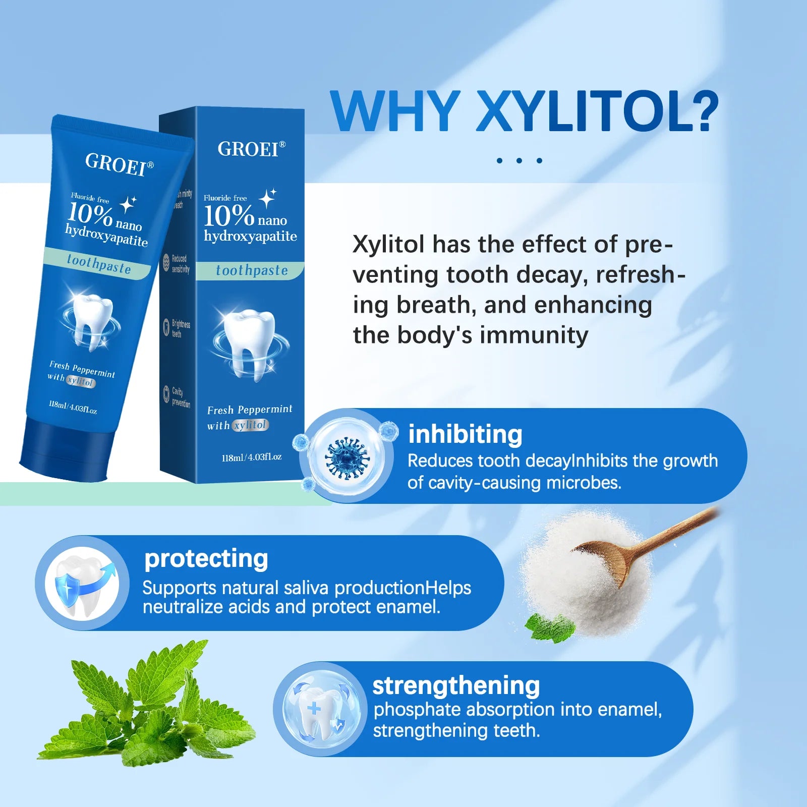 Hydroxyapatite Toothpaste Refresh Prevent Dental Cavities Stain Removal Smoke Coffee Tea Stains Sensitive Teeth Oral Hygiene