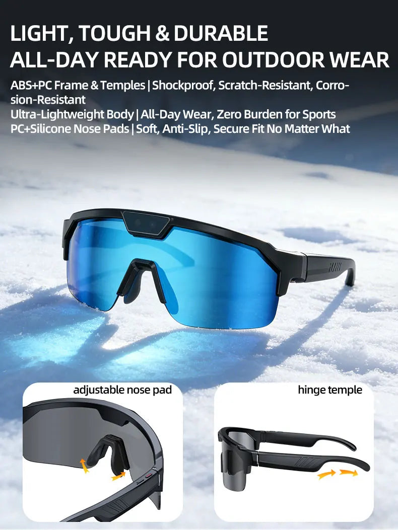AI Smart Glasses With Camera 4K HD Video & Photo Capture, Real-Time Translation, 8MP Pixel Anti-shake Outdoor Sports Goggles Men