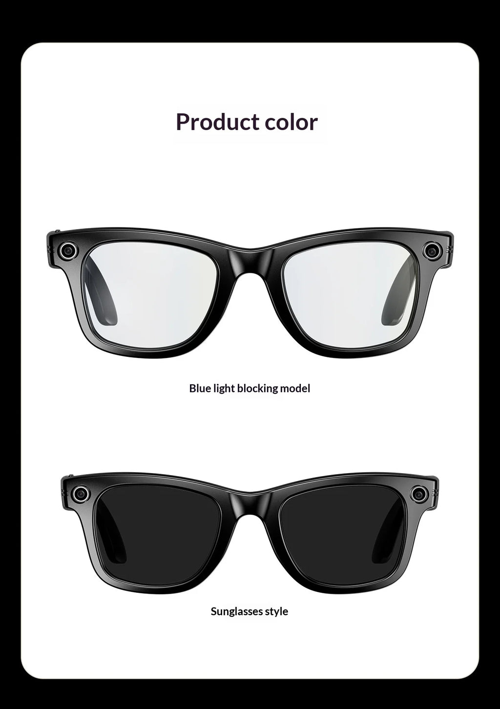 2025 AI Smart Glasses - 8MP Camera for First-Person Vlog, Voice Translation, Music & Calls, IP65 Waterproof, Ultra-Light