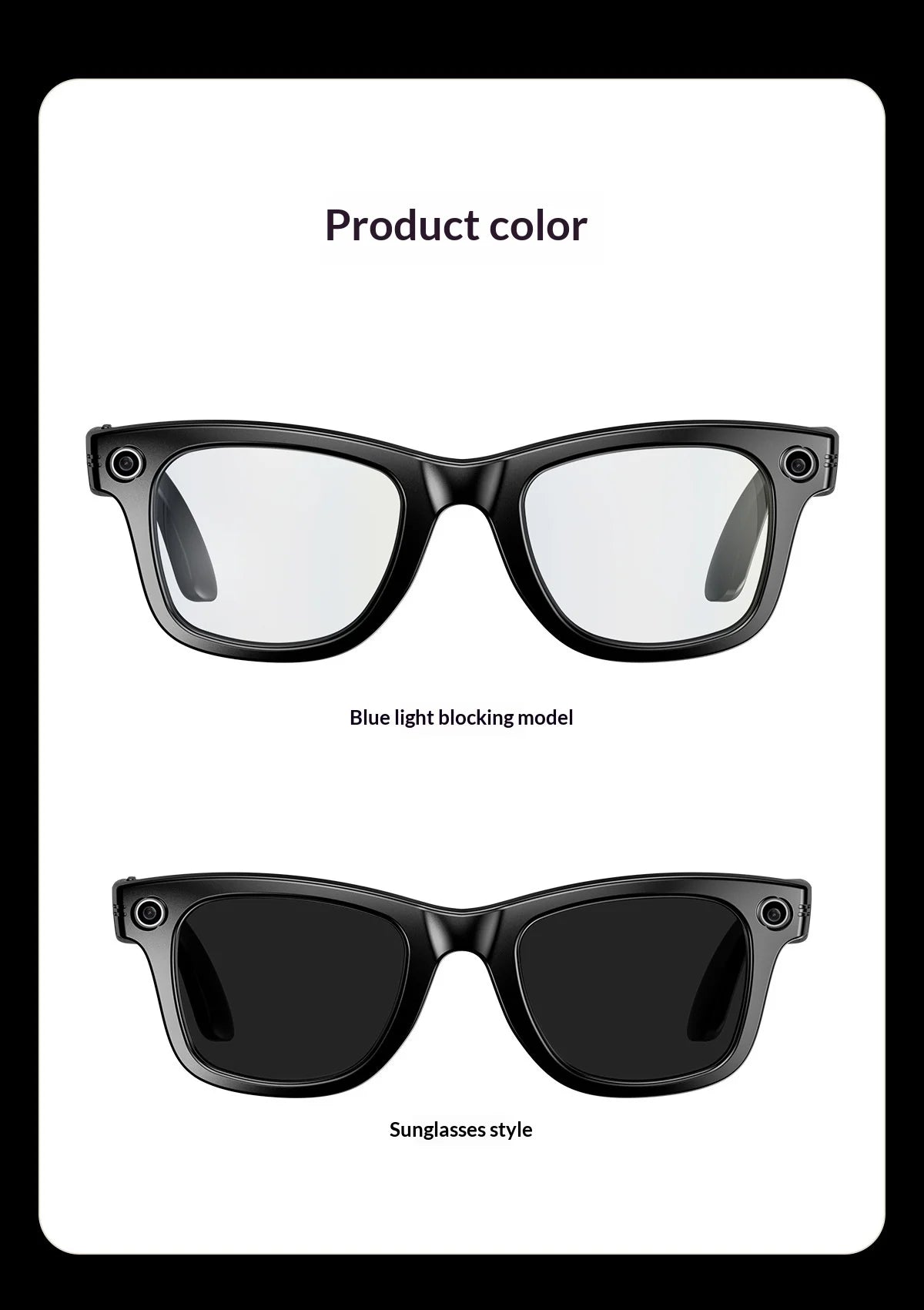 2025 AI Smart Glasses - 8MP Camera for First-Person Vlog, Voice Translation, Music & Calls, IP65 Waterproof, Ultra-Light