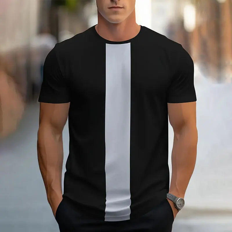 Men's Short Sleeve Summer  Sports Fitness T Shirt  Round Neck