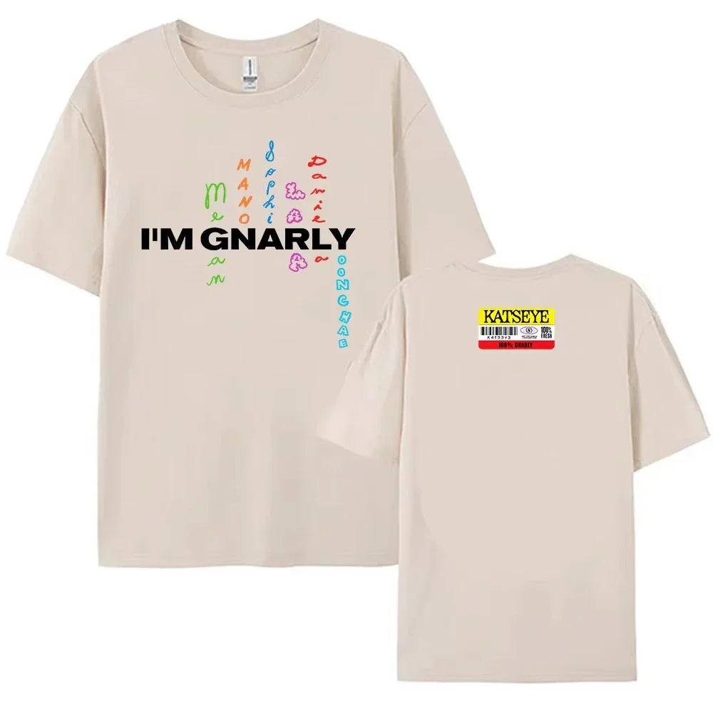 Katseye I'm Gnarly T-shirt Korean Girls Band Printing Tshirt Cotton Short Sleeve