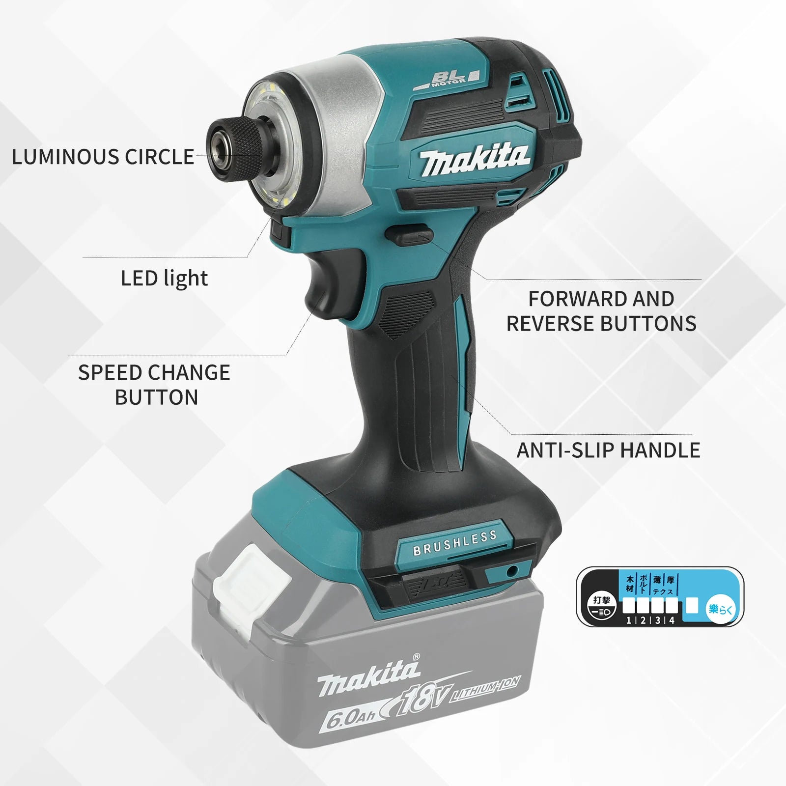 Makita DTD173 High Efficiency Impact Driver 3800 IPM Impact Rate Fast Screw Driving For Large Construction Projects tools