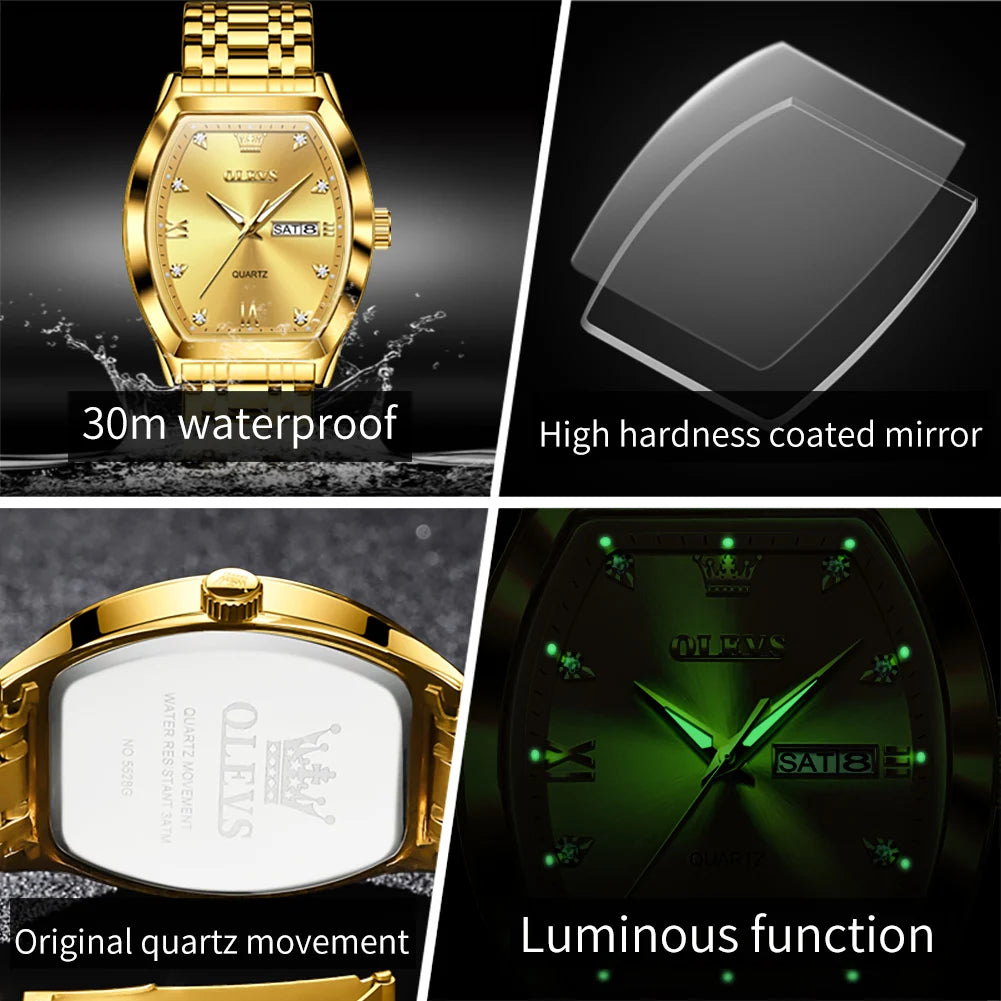 Luxury 🔥🔥 OLEVS 5528 Mens Watch Original Brand Business Quartz Watch Waterproof Luminous Watch For Man