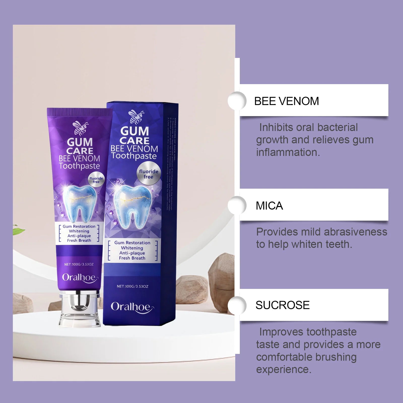 Bee Venom Toothpaste Teeth Brightening Gum Restoration Enamel Protection Sensitive Teeth Improve Plaque Stains Fresh Breath