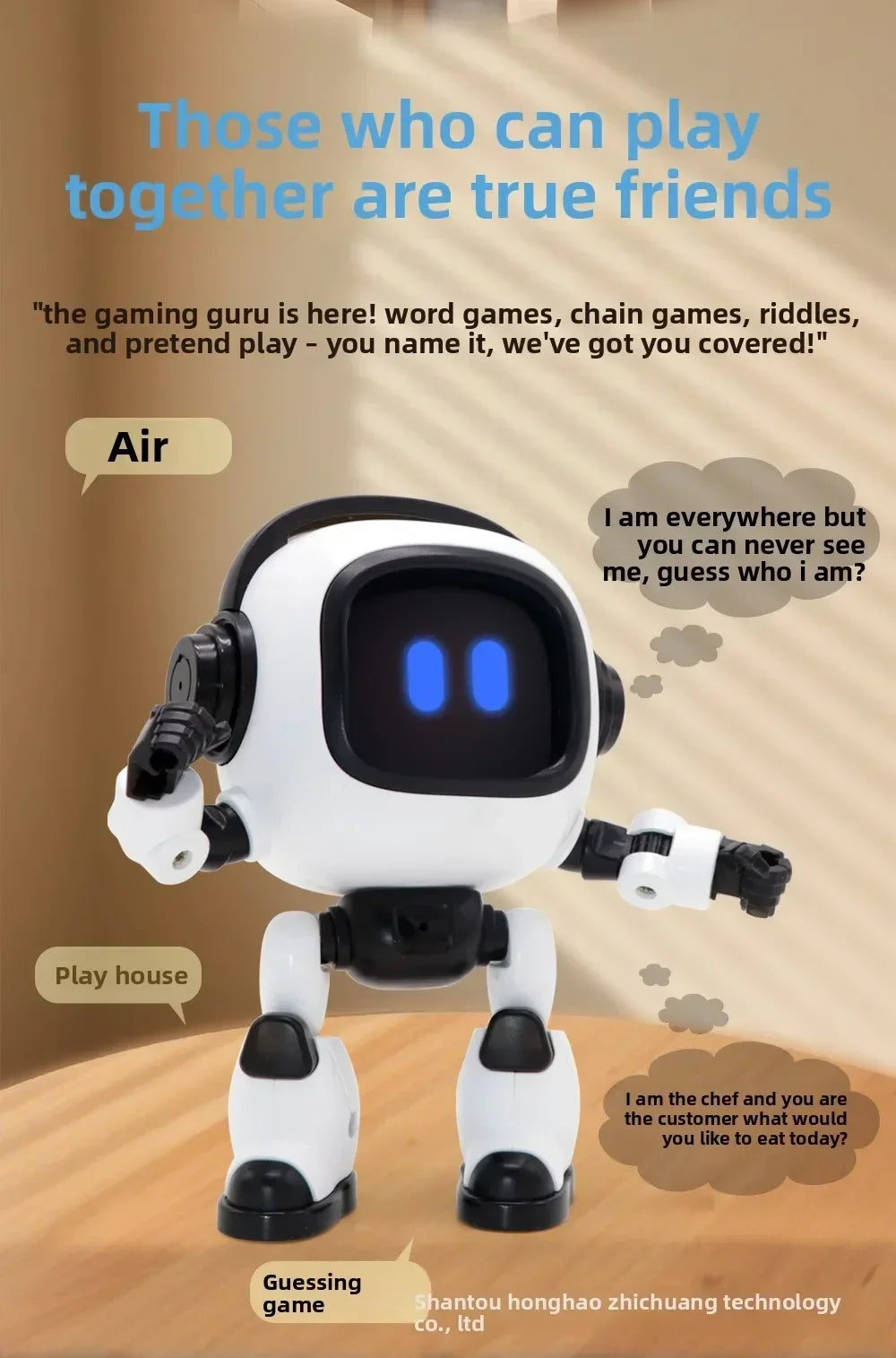 New AI Interactive Desk Robot with Voice Recognition Feature Talking Companion, Learning Games, Educational Toy for Kids