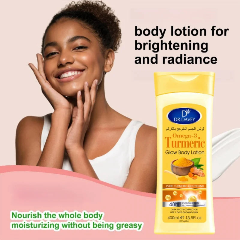 400ML Turmeric Body Lotion Large Capacity Four Seasons Moisturizing Body Lotion Refreshing Non-Greasy Fragrance
