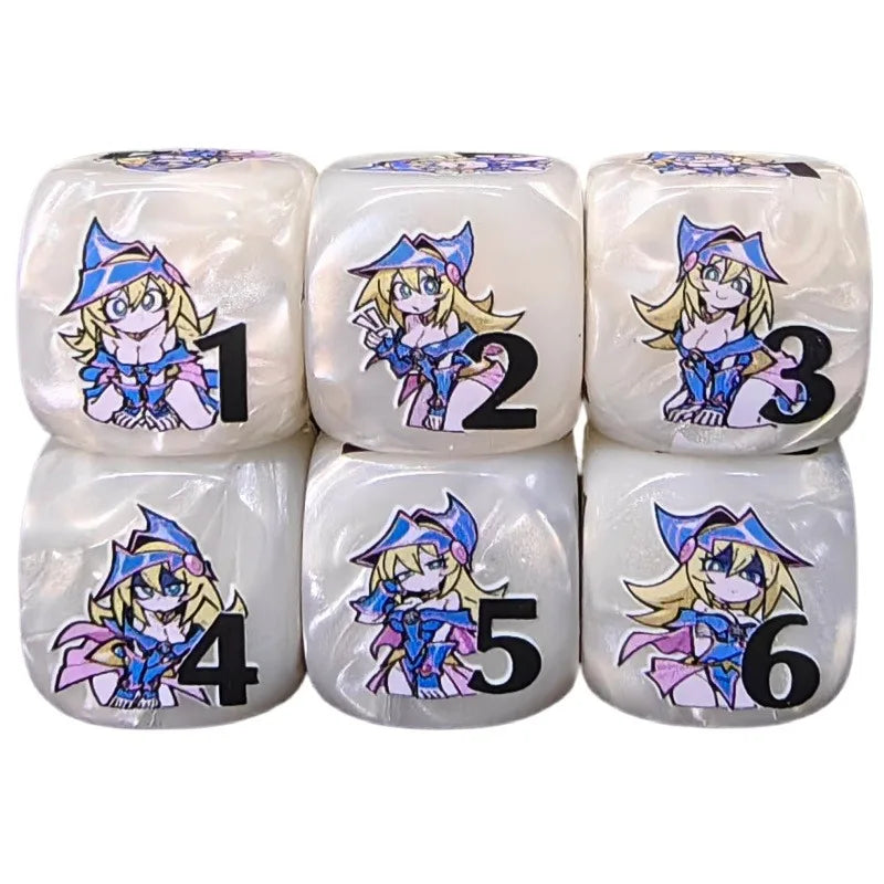 Yu-Gi-Oh! Dark Magician Girl Series 16mm 6-Sided Resin Dice Damage Tracker Fan-Made DIY YGO Tabletop Game Dice Token Toy Gift