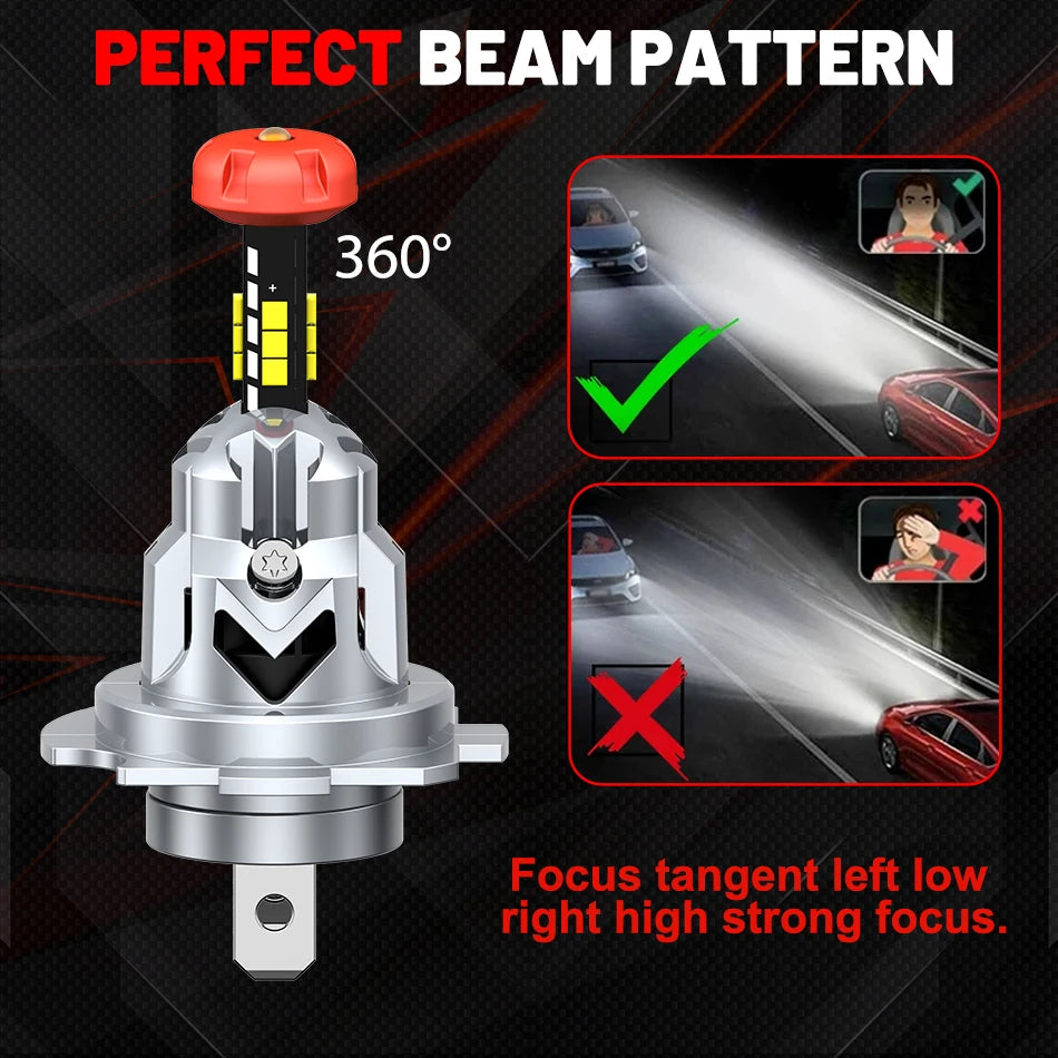 3D H7 H1 LED Car Headlight Bulb H11 H4 Canbus 3000W 4000000LM Light for Car 360 Turbo LED Mini HeadLamp Wireless with Fan 6000K