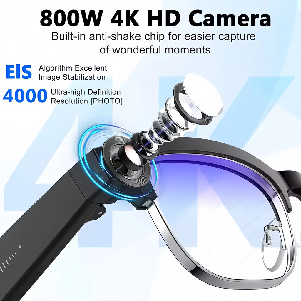 2026New AI Smart Glasses 120+Language Translation 800W Pixel Camera Video Music Player Call Business 8K Color Change Glasses Men