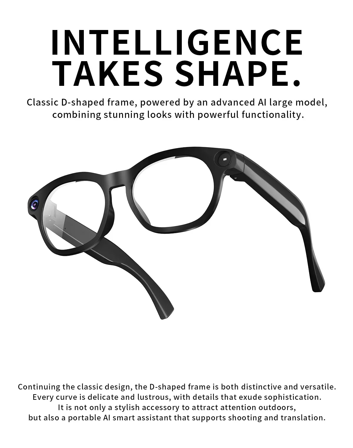 2026 New AI Smart Glasses 800W HD Supports Live Broadcast Shooting and Recording Audio and Video Call Translation Smart Glasses