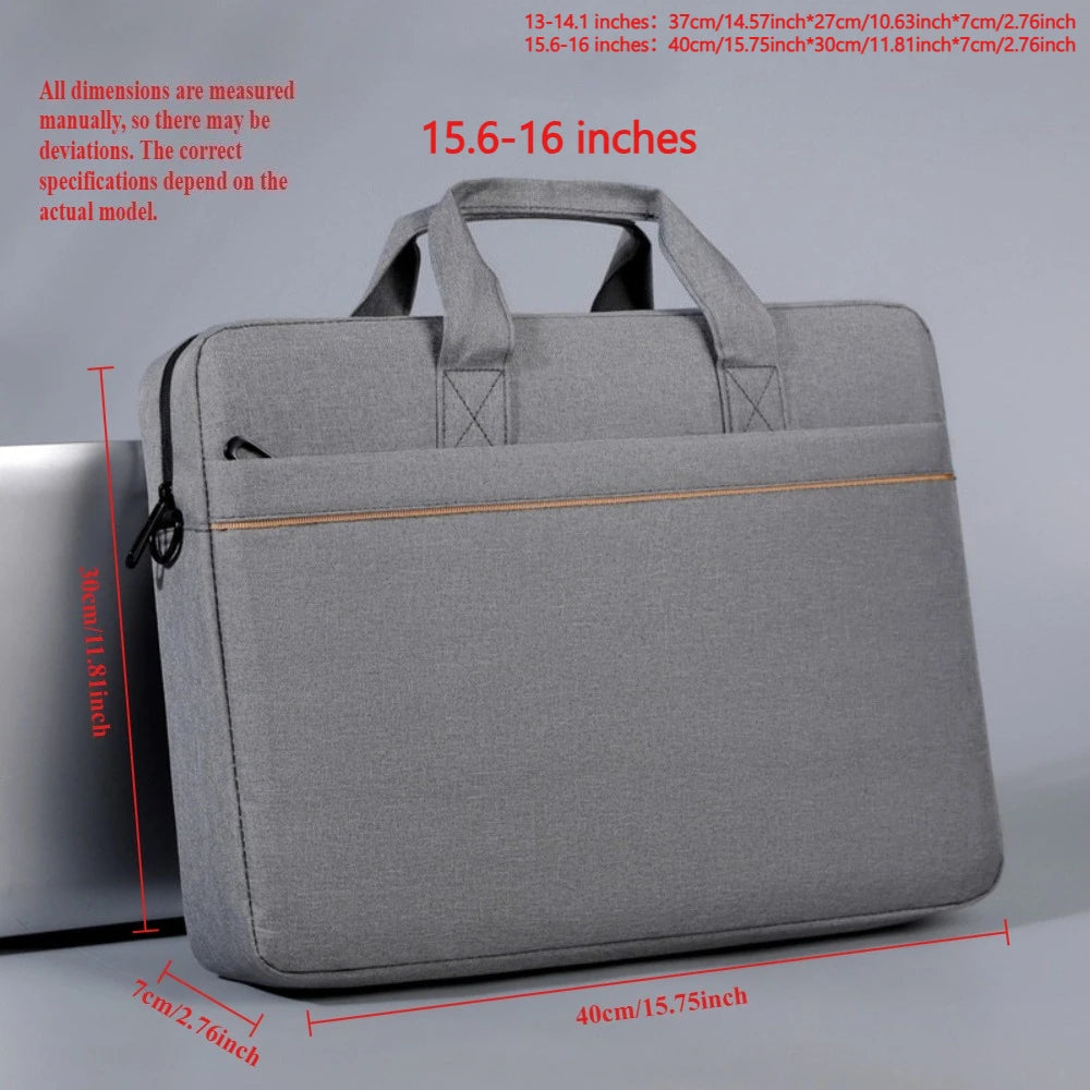 16-inch laptop bag, lightweight handbag with front pocket, can hold power adapter, mouse, spacious, large-capacity business brie