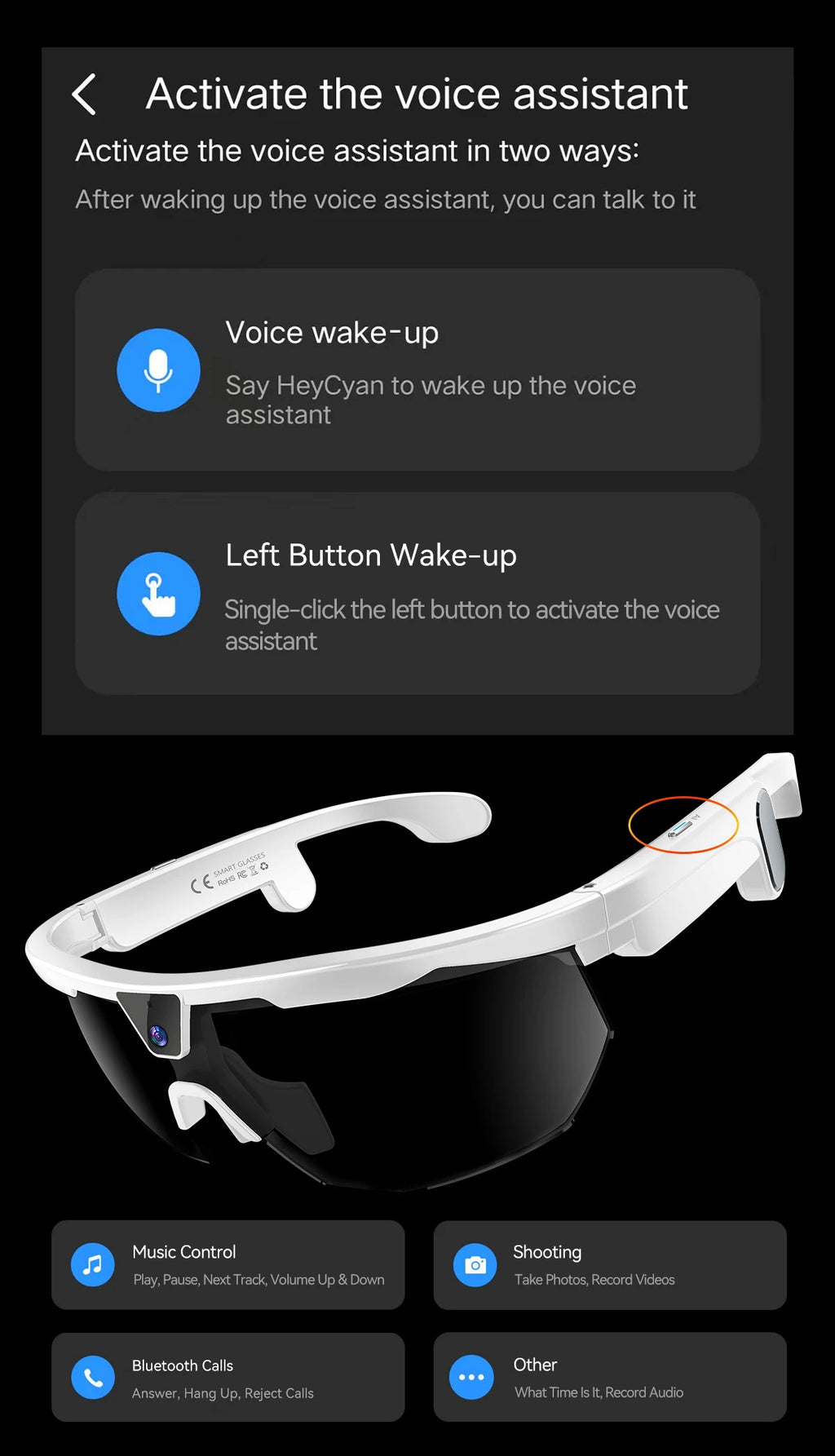 New AI smart glasses for outdoor cycling featuring an 800p camera and a compact, high-definition anti-shake action camera