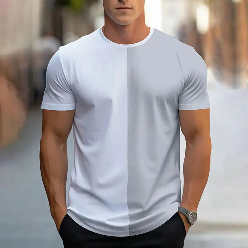 Men's Short Sleeve Summer  Sports Fitness T Shirt  Round Neck