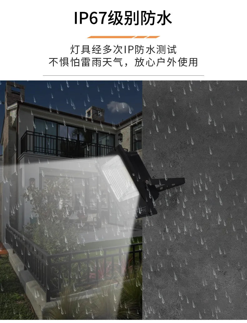 Solar Flood Lights 50-500W Solar Powered Spotlight Outdoor Waterproof IP67 Villa Street Lighting Adjustable Angle Remote Control