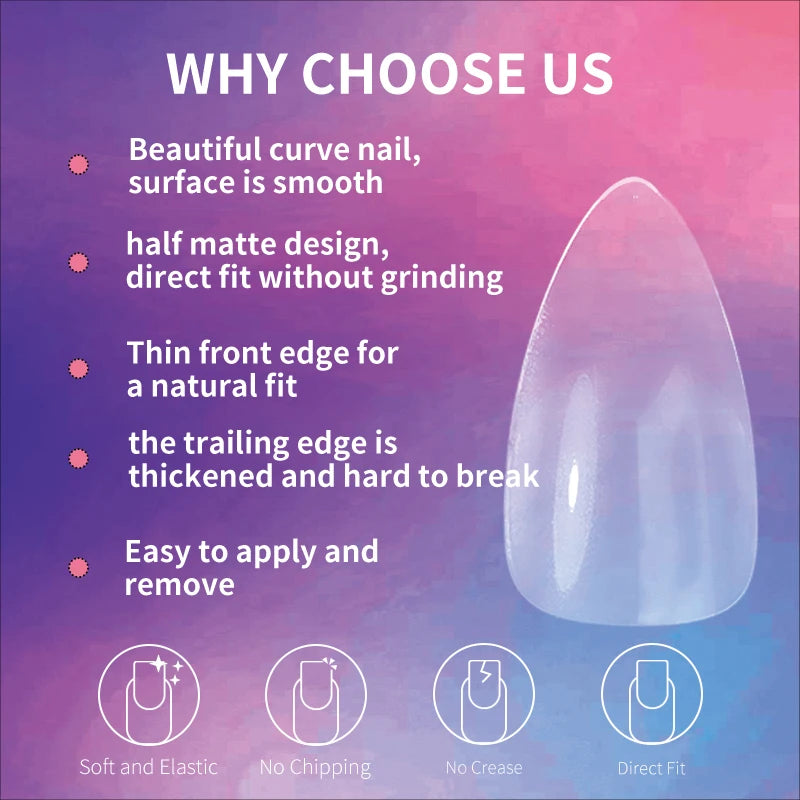 Nail Press on Tips  Short Artificial American Capsules Long Soft Gel Almond