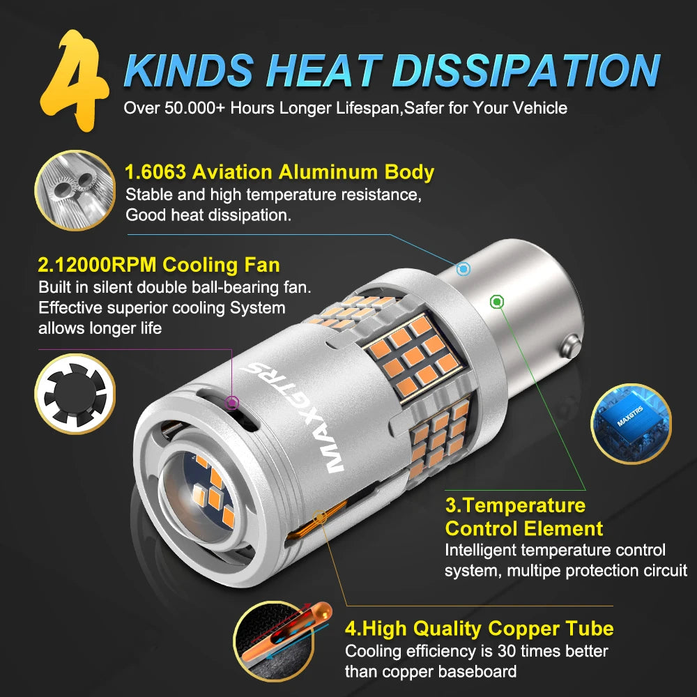 2X Super Bright P21W PY21W LED Canbus No Error 26W BA15S 1156 3000Lm BAU15S No hyper Flash Amber Turn Signal Lamp 2016 Chip Lens