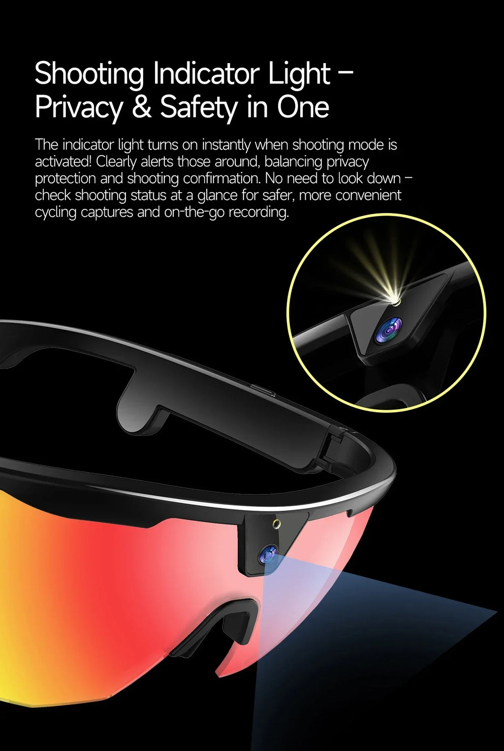 2026New AI Smart Glasses 1200P Camera 4K Anti-Shake Cycling Waterproof Goggles AI Voice Translator Call Open Ear Smart Sunglasse