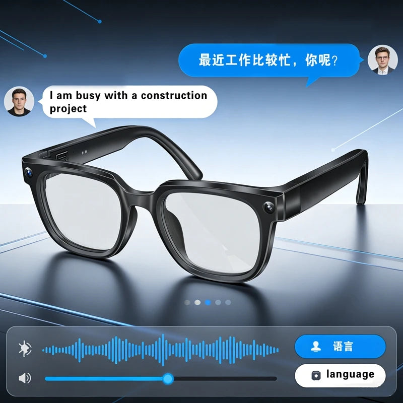 AI Smart Glasses Translation Glasses 8MP HD Camera 4K Shooting Image Bluetooth Call Recording Music Photo Recognition Sunglasses