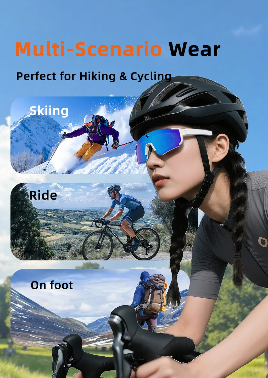 2026 New AI smart shooting&recording glasses with 800W camera, HD anti-shake bicycle riding shooting artifact, windproof goggles