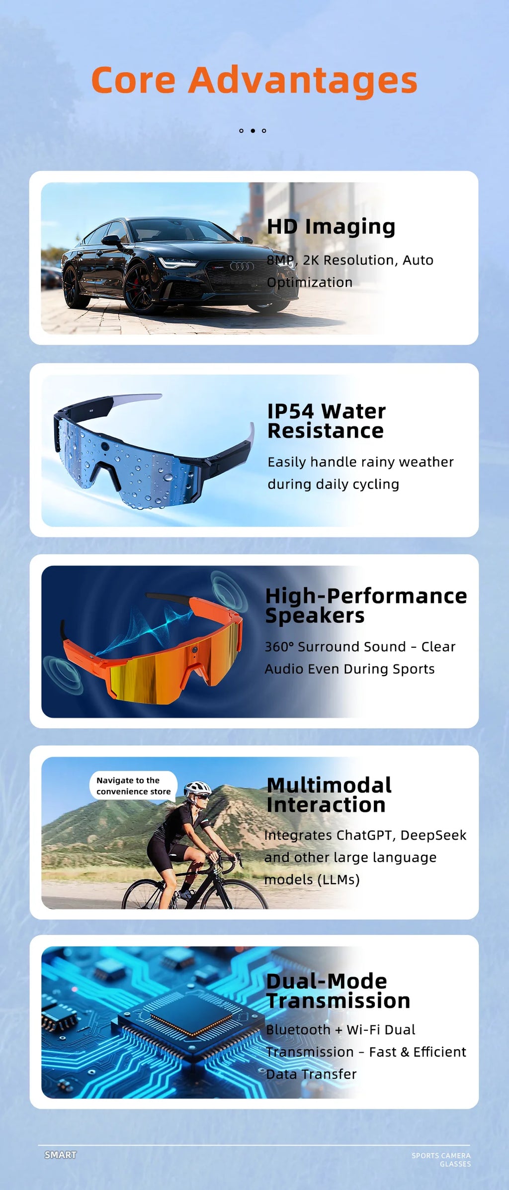 2026 New AI smart shooting&recording glasses with 800W camera, HD anti-shake bicycle riding shooting artifact, windproof goggles