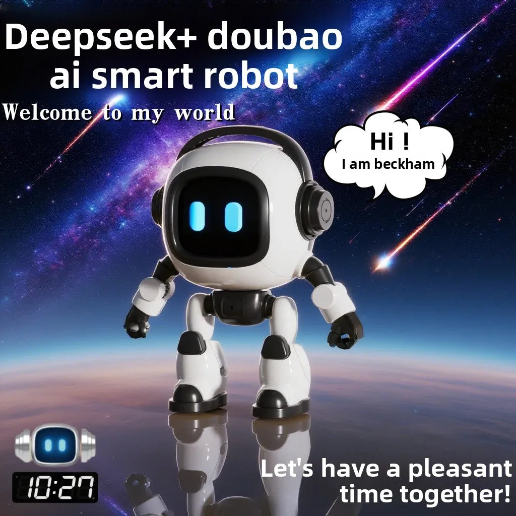 AI Interactive Desk Robot with Voice Recognition Feature Talking Companion, Learning Games, Educational Toy for Kids