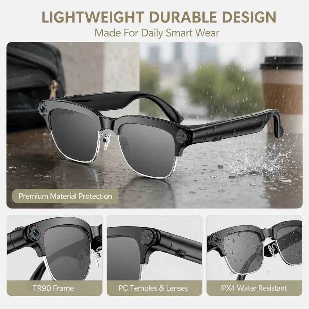 2026 New AI Smart Glasses 8MP Camera 1080P Video Recording Bluetooth Calling WiFi Transfer ENC Noise Reduction 300mAh Battery