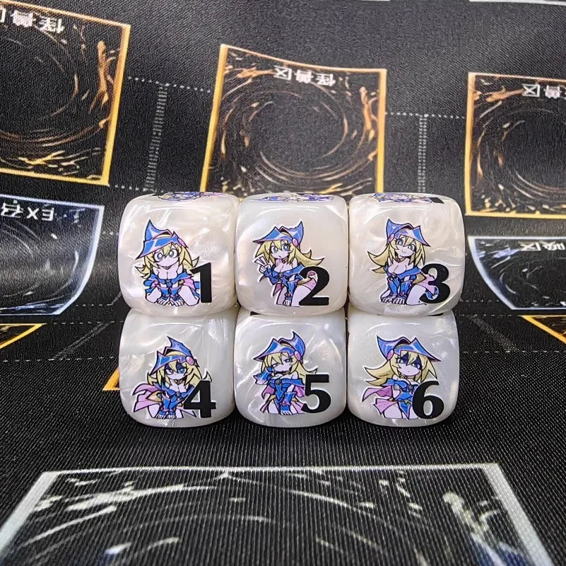 Yu-Gi-Oh! Dark Magician Girl Series 16mm 6-Sided Resin Dice Damage Tracker Fan-Made DIY YGO Tabletop Game Dice Token Toy Gift