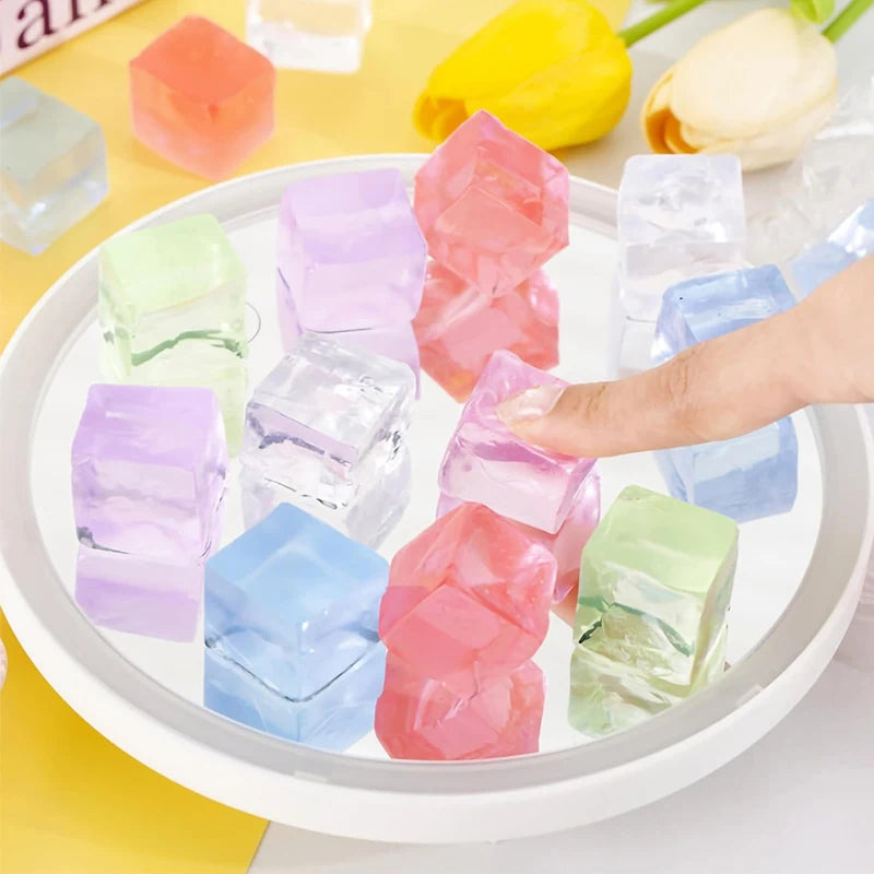 Squishy Fidget Toys Ice Cubes Soft Square Squeeze Sensory Stress Ball Anxiety Relief Party Favors Birthday Gifts Kids Boys Girls