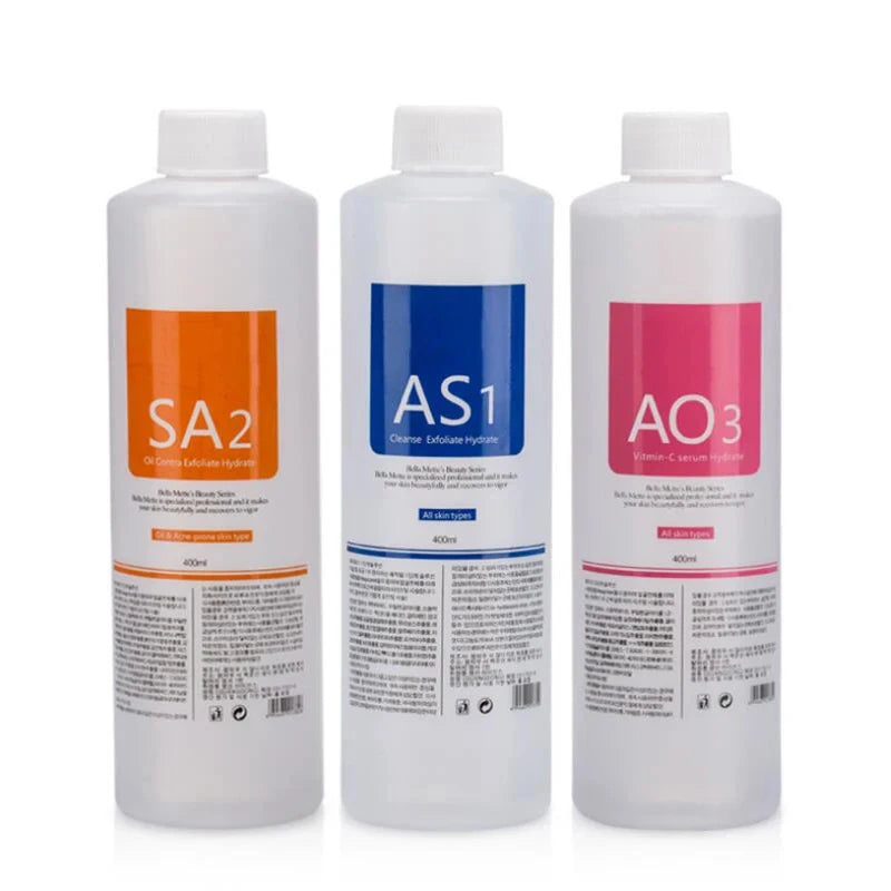 Facial Skincare Face Serum AS1 SA2 AO3 Aqua Peel Solution For Facial  Skin Deep Cleaning 400ml Kit of 3 Serums