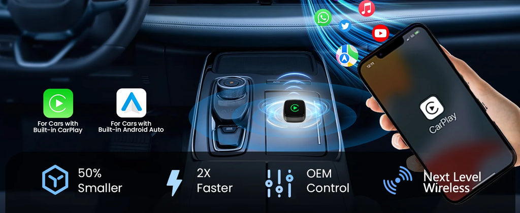 Smart 2in1 AI Box For Car With Wired CarPlay Car Intelligent Systems Wireless CarPlay Dongle Wireless Android Auto Adapter