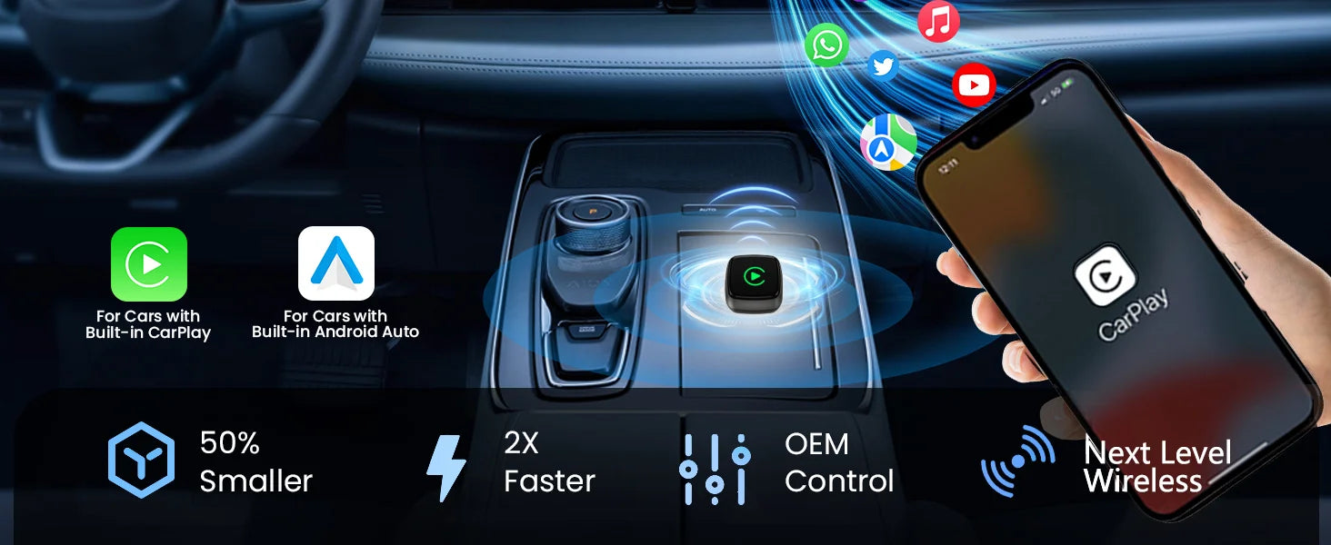 Smart 2in1 AI Box For Car With Wired CarPlay Car Intelligent Systems Wireless CarPlay Dongle Wireless Android Auto Adapter